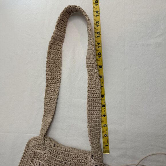 Bohemian Crochet Purse Hippy Boho Knit Fringe CottageCore Bag Festival Festival - Picture 10 of 13